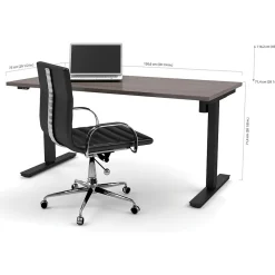 Bestar Pro-Linea 30" x 60" Electric Height-Adjustable Table, Bark Grey (65867-47)
