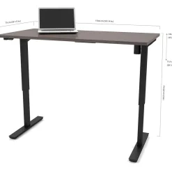 Bestar Pro-Linea 30" x 60" Electric Height-Adjustable Table, Bark Grey (65867-47)