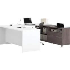 Bestar Pro-Linea U-Desk, Bark Grey/White (120895-47)