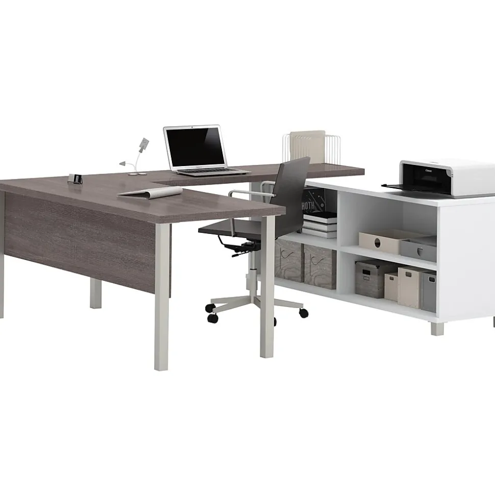 Bestar Pro-Linea U-Desk, White/Bark Grey (120881-47)