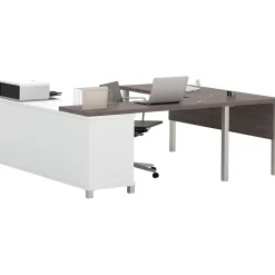 Bestar Pro-Linea U-Desk, White/Bark Grey (120881-47)