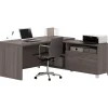 Bestar Pro-Linea 71"W L-Desk, Bark Grey (120863-47)