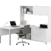 Bestar Pro-Linea 71"W L-Desk with Hutch, White (120864-17)