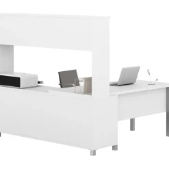 Bestar Pro-Linea 71"W L-Desk with Hutch, White (120864-17)