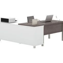 Bestar Pro-Linea 71"W L-Desk, White & Bark Grey (120883-47)