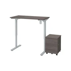 Bestar Universel 28"-45"H Adjustable Standing Desk with Mobile Pedestal, Bark Gray (65842-47)
