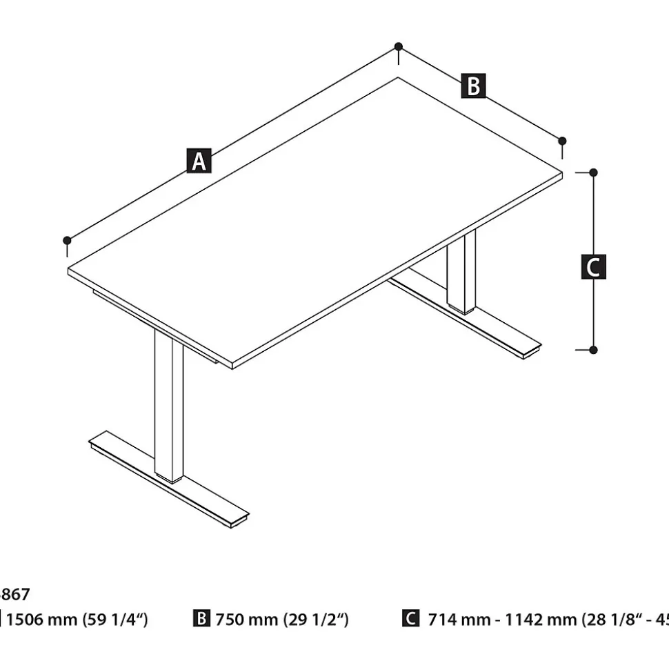 Bestar Universel 60"W Electric Height Adjustable Desk, Antigua (65867-52)