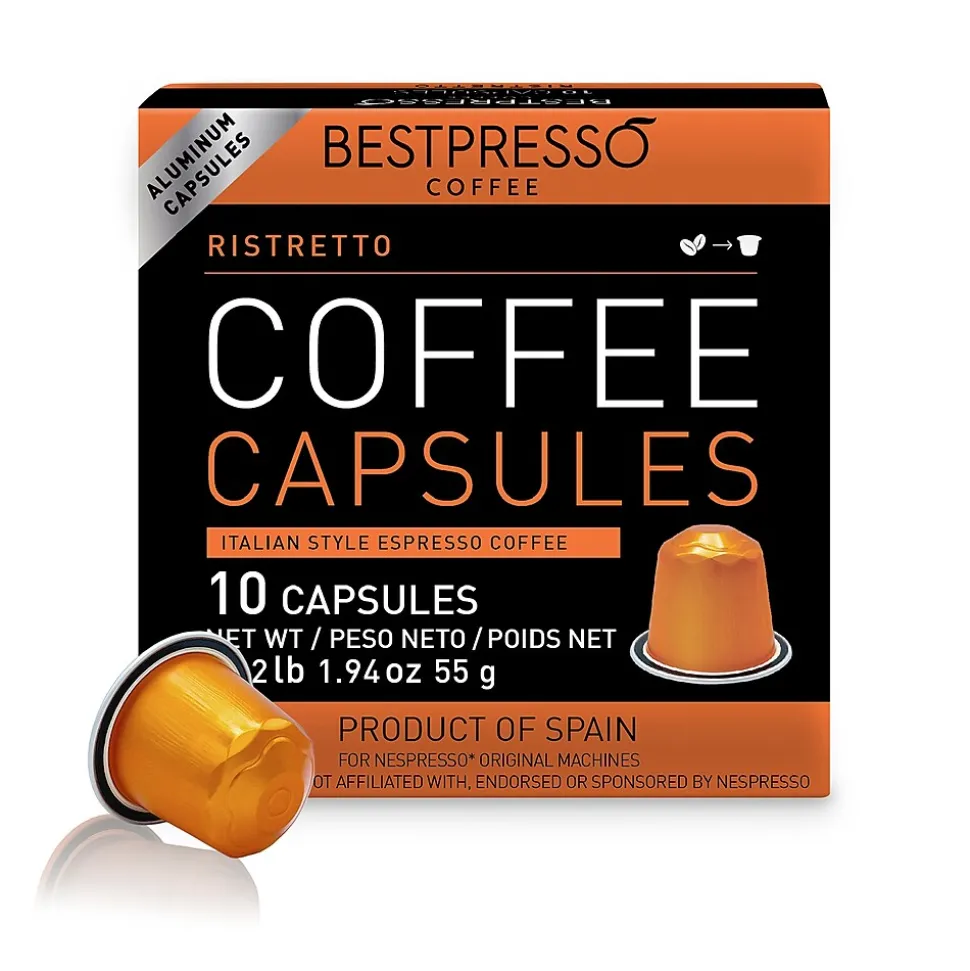 Bestpresso Ristretto Blend Coffee Nespresso Original Pods, Dark Roast, 10/Box (BST10411)