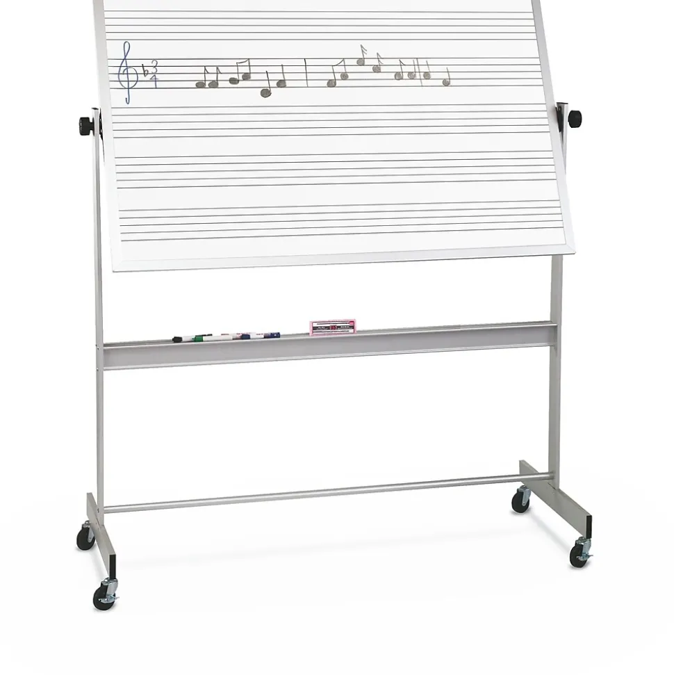 Best-Rite Dual Sided Music Line Deluxe Reversible 4' x 8' Mobile Whiteboard (668AH-MM)