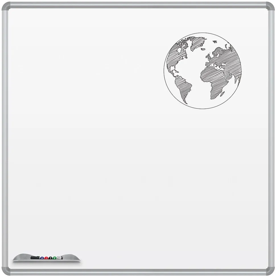 Best-Rite Green-Rite Porcelain Dry-Erase Board, Silver Presidental Trim, 4' x 4'