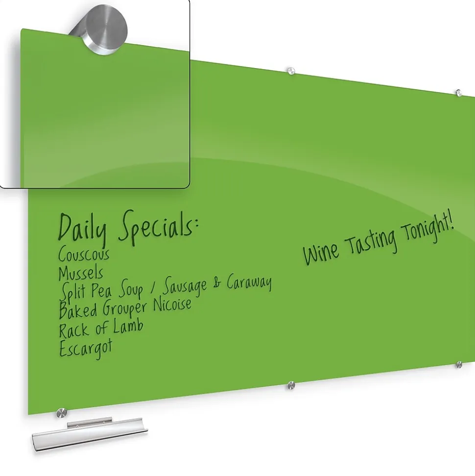 Best-Rite Visionary Colors Magnetic Glass Dry Erase Whiteboard 47.24" x 94.49" Green (83846-Green)