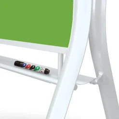 Best-Rite Visionary Curve Colored Glass Whiteboard Easel White Frame Green Glass 47.24"H x 35.43"H Surface (74957-Green)