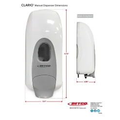 Betco Clario Universal 91819-00 Wall Mounted Hand Soap/Hand Sanitizer Dispenser, White (9181900)