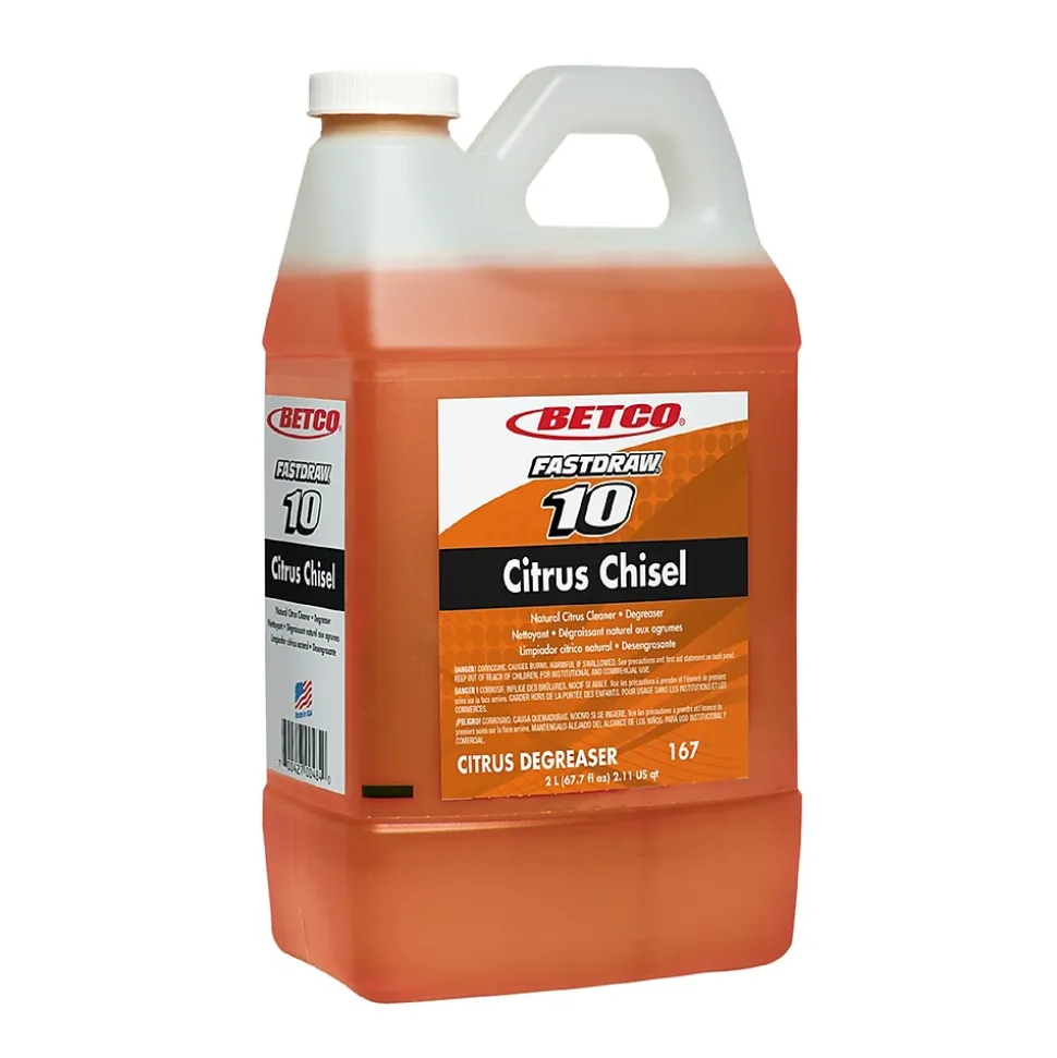 Betco Fastdraw 10 Citrus Chisel Cleaner/Degreaser, Citrus Scent, 67.6 oz., 4/Carton (BET1674700)