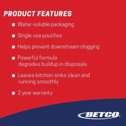 Betco Probiotic Garbage Disposal Cleaner, Fruity Scent, 2 oz Packet, 30/Carton (BET2605P5700)