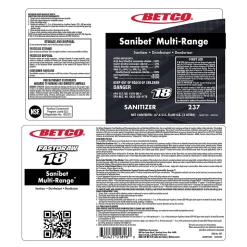 Betco Simplicity Sanibet Multi-Range Sanitizer Disinfectant Deodorizer, 67.6 oz., 4/Carton (BET2374700)