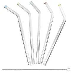 Better Houseware Extra-Wide Glass Straws with Cleaning Brush, 5 Pack, (309)
