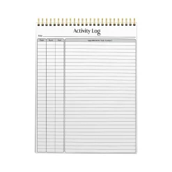 Better Office Activity Log Notepad, 8.5" x 11", Project-Ruled, White/Black, 50 Sheets/Pad (25826)