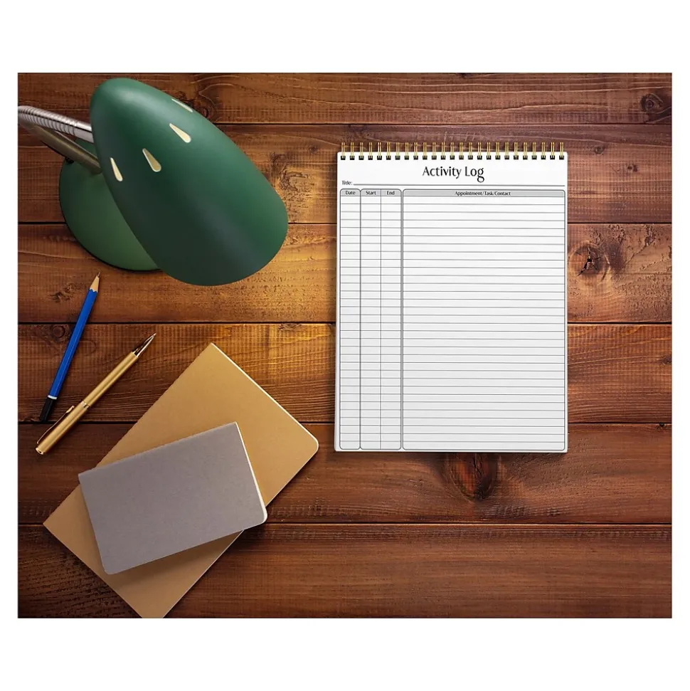 Better Office Activity Log Notepad, 8.5" x 11", Project-Ruled, White/Black, 50 Sheets/Pad (25826)