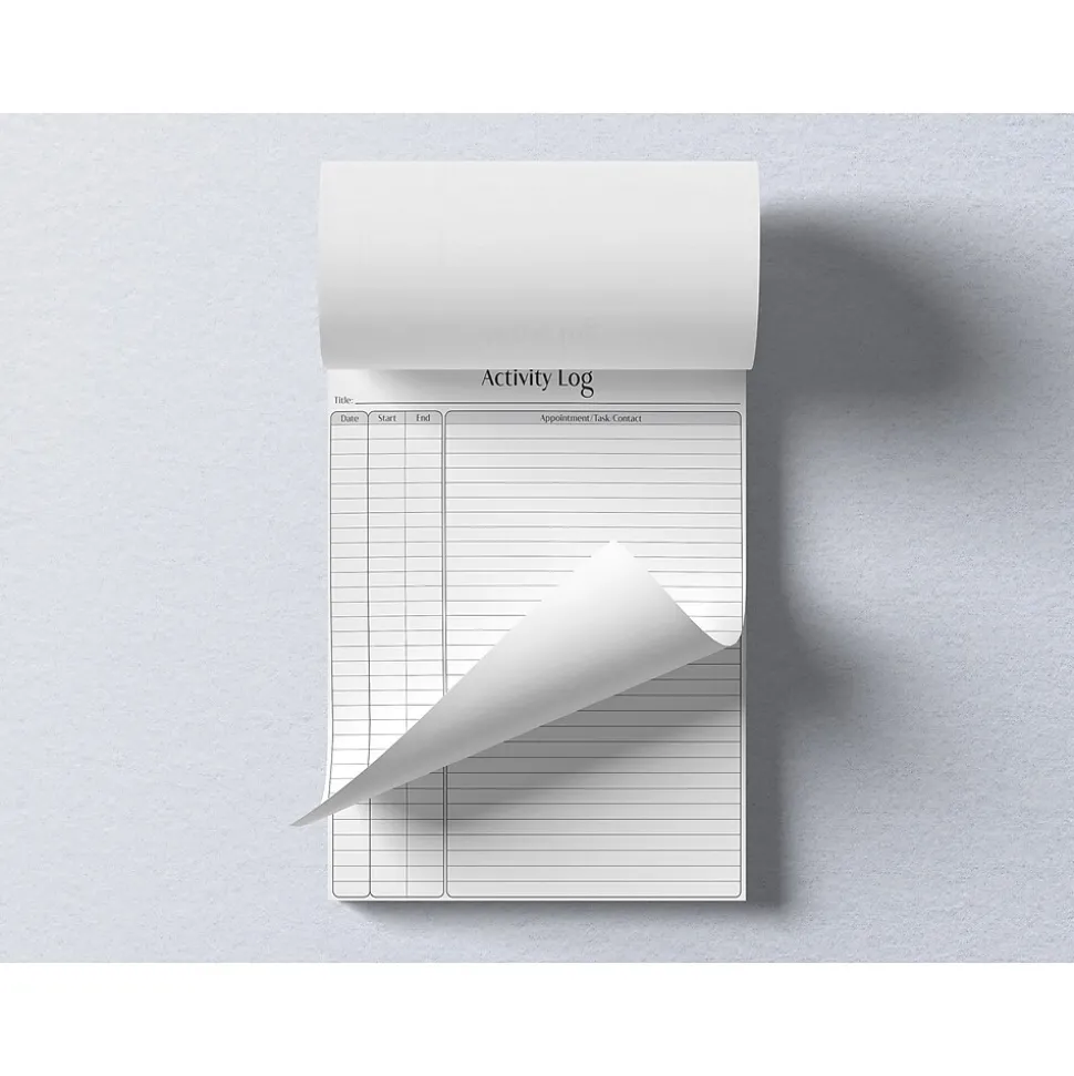 Better Office Activity Log Notepad, 8.5" x 11", Project-Ruled, White/Black, 50 Sheets/Pad (25836)