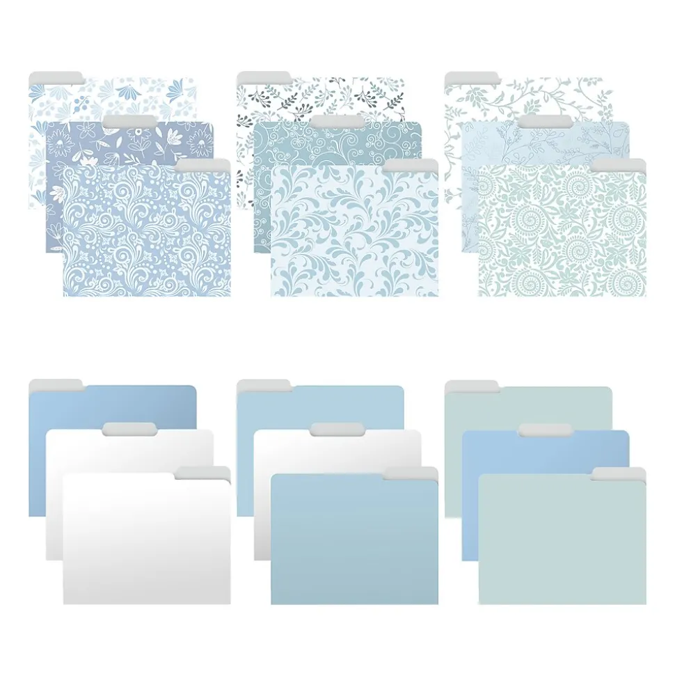 Better Office Floral & Paisley Heavy-Duty File Folders, 1/3-Cut Tab, Letter Size, Paper Stock, 18/Pack (80032-18PK0)