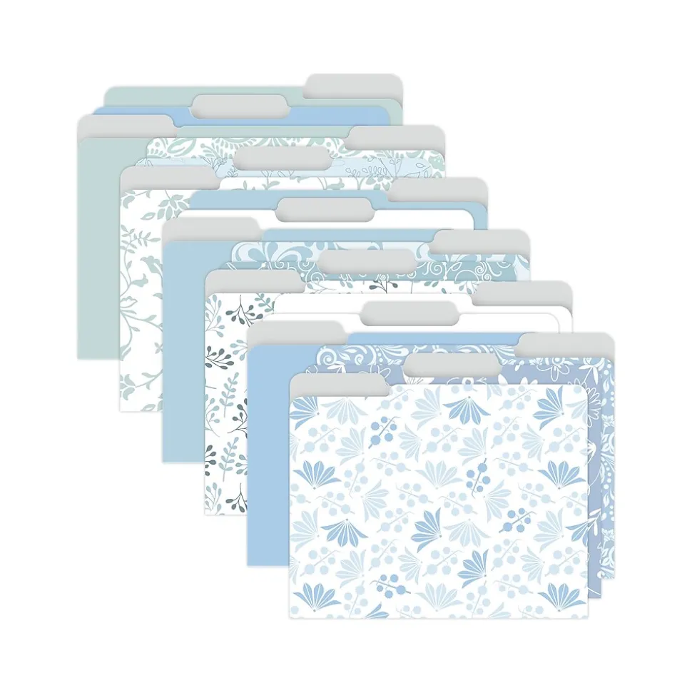 Better Office Floral & Paisley Heavy-Duty File Folders, 1/3-Cut Tab, Letter Size, Paper Stock, 18/Pack (80032-18PK0)