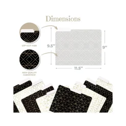 Better Office Geometric Gold Foil Heavyweight File Folders, 1/3-Cut Tab, Letter Size, Assorted Colors, 24/Pack (80021-24PK)