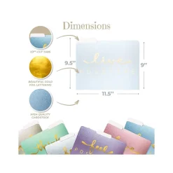Better Office Gold Foil Positive Thoughts Heavyweight File Folders, 1/3-Cut Tab, Letter Size, Assorted Colors, 12/Pack