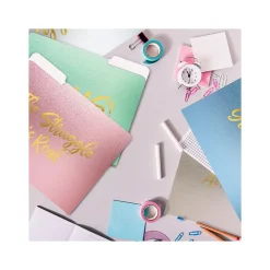 Better Office Gold Foil Popular Sayings Heavyweight File Folders, 1/3-Cut Tab, Letter Size, Assorted Colors, 12/Pack