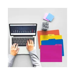 Better Office Heavy-Duty File Folders, 1/3-Cut Tab, Letter Size, Polypropylene, Neon Assorted Colors, 12/Pack (89021-12PK)