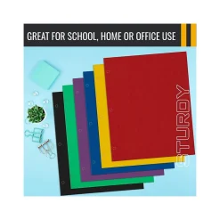 Better Office 3-Hole Punched 2-Pocket Portfolio Folders, Assorted Colors, 100/Pack (80100-100PK)