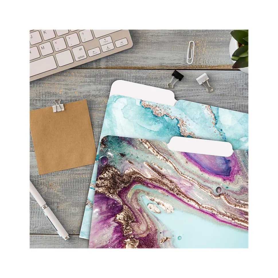 Better Office Marbled Heavyweight File Folders, 1/3-Cut Tab, Letter Size, Assorted Colors, 12/Pack (80013-12PK)