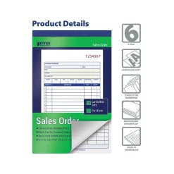 Better Office 2-Part Carbonless Sales Order Book, 5.44" x 8.44", 50 Sets/Book, 6 Books/Pack (66106-6PK)