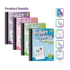 Better Office Primary Journal Composition Notebooks, 7.5" x 9.75", Primary, 80 Sheets, Assorted Colors, 4/Pack (25454-4PK)