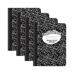 Better Office 1-Subject Composition Notebooks, 7.5" x 9.75", Wide Ruled, 100 Sheets, Black, 12/Pack (25112-12PK)