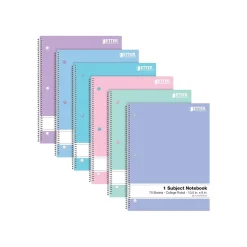 Better Office 1-Subject Notebooks, 8" x 10.5", College Ruled, 70 Sheets, 6/Pack (25726-6PK)