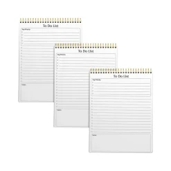 Better Office To-Do List Notepad, 8.5" x 11", Ruled, White, 50 Sheets/Pad, 3 Pads/Pack (25823-3PK)
