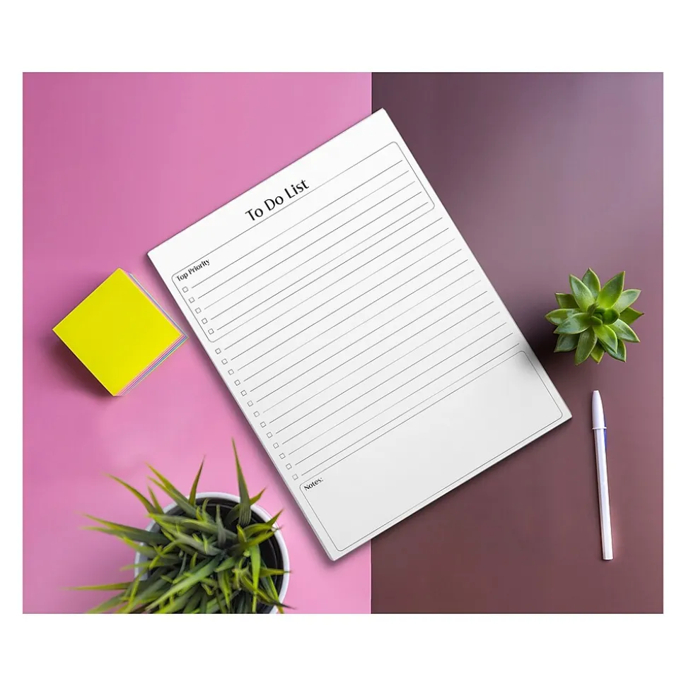 Better Office To-Do List Notepad, 8.5" x 11", Ruled, White, 50 Sheets/Pad, 4 Pads/Pack (25833-4PK)