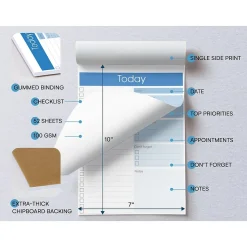 Better Office To-Do List Notepad, 7" x 10", Project-Ruled, White/Blue, 52 Sheets/Pad (25830)