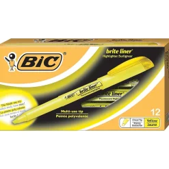 BIC Brite Liner Stick Highlighters, Chisel Tip, Fluorescent Yellow, 216/Carton (BL11YELCT)