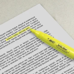 BIC Brite Liner Stick Highlighters with Grip, Chisel Tip, Yellow, Dozen (BLMG11-YEL)
