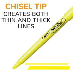BIC Brite Liner Stick Highlighter, Chisel Tip, Yellow, 24/Pack (BL241YEL)