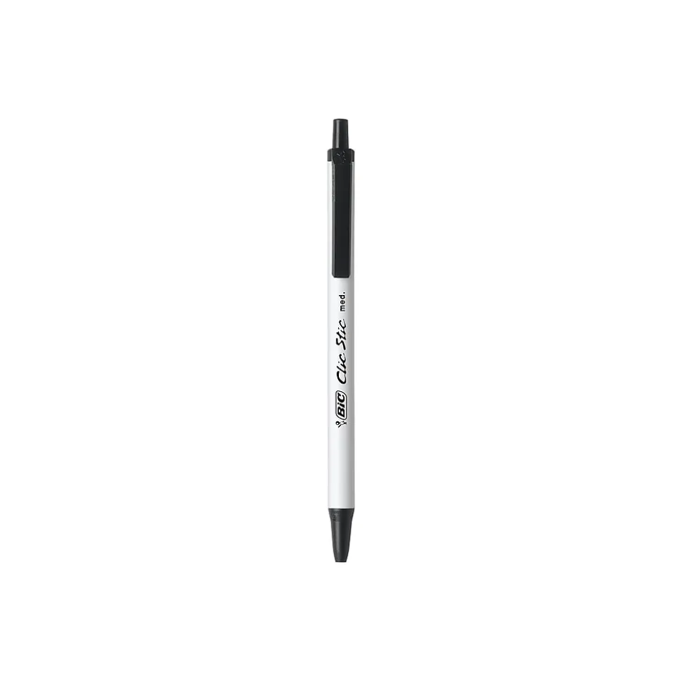 BIC Clic Stic Retractable Ballpoint Pen, Medium Point, Black Ink, 12/Case (CSM11-BLK)