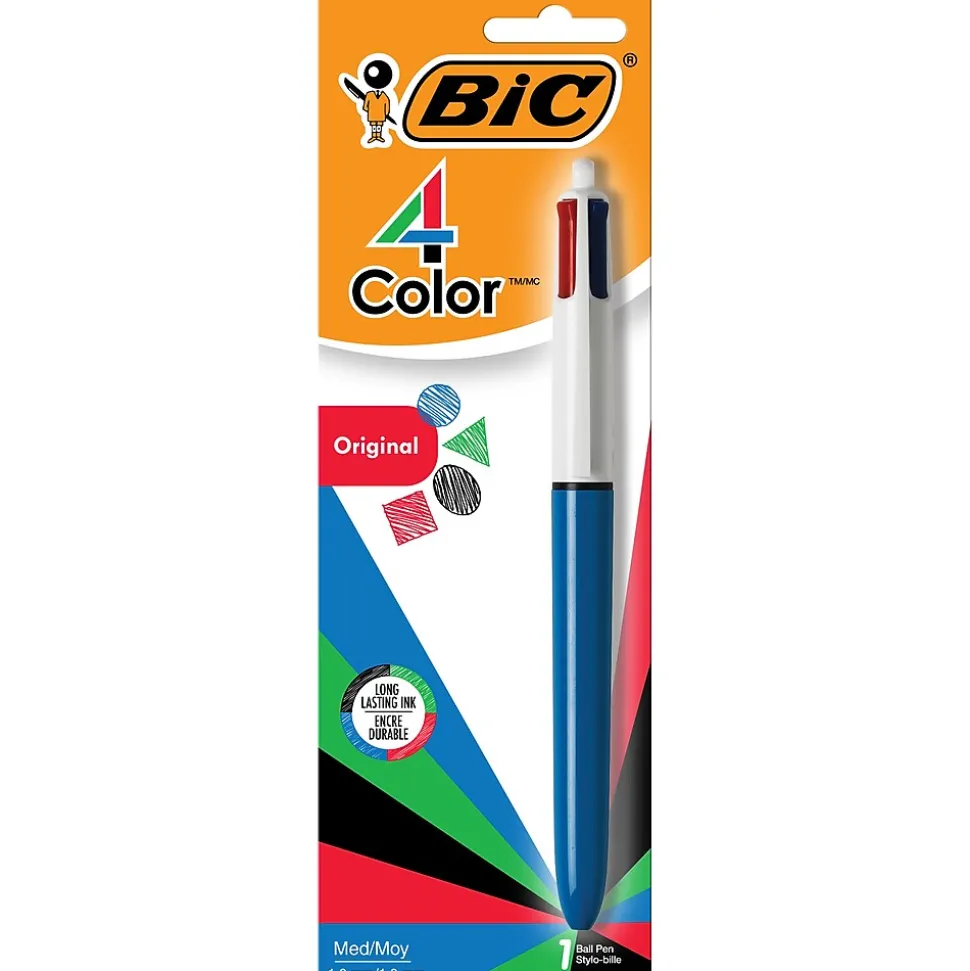 BIC 4-Color Retractable Ballpoint Pen, Medium Point, Multicolor Ink (24623/MM11)