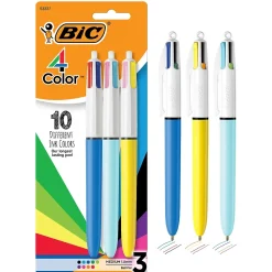 BIC 4-Color Retractable Ballpoint Pen, Medium Point, Assorted Inks, 3/Pack (MMXP31-AST)