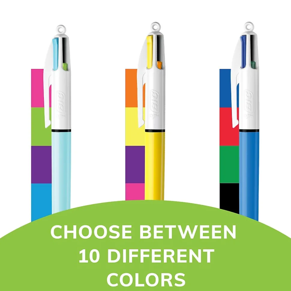 BIC 4-Color Retractable Ballpoint Pen, Medium Point, Assorted Inks, 3/Pack (MMXP31-AST)