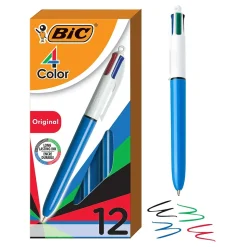 BIC 4-Color Retractable Ballpoint Pen, Medium Point, 1.0mm, Multicolor, Dozen (MM11-AST)