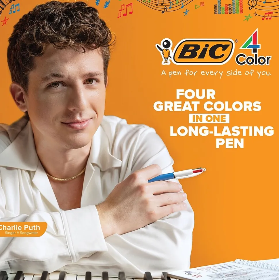 BIC 4-Color Shine Retractable Ballpoint Pen, Medium Point, Assorted Ink, 3/Pack (MMMTP31-AST)