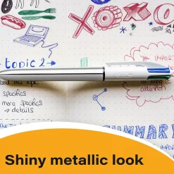 BIC 4-Color Shine Retractable Ballpoint Pen, Medium Point, Assorted Ink, 3/Pack (MMMTP31-AST)