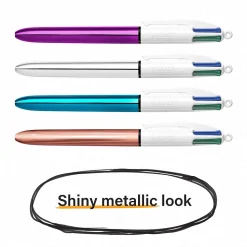 BIC 4-Color Shine Retractable Ballpoint Pen, Medium Point, Assorted Ink, 3/Pack (MMMTP31-AST)